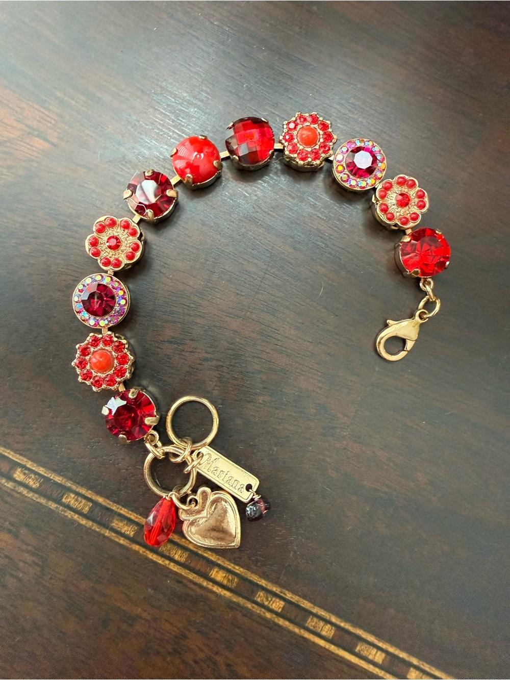 Mariana Jewelry Red and Gold Crystal Bracelet